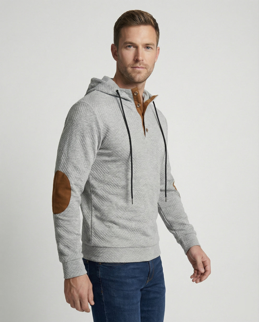 EB | Herren Outdoor Hoodie mit Komfortstretch und Knopfleiste