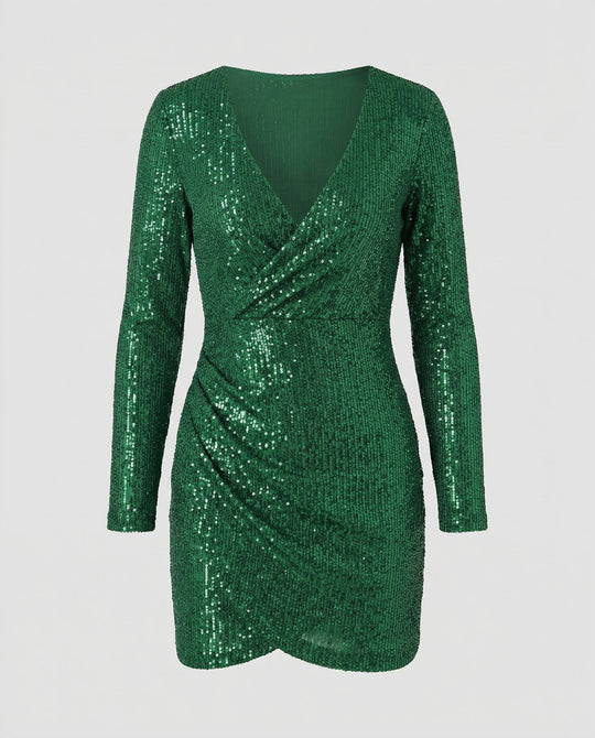 Pailletten V-Ausschnitt Kleid | EB