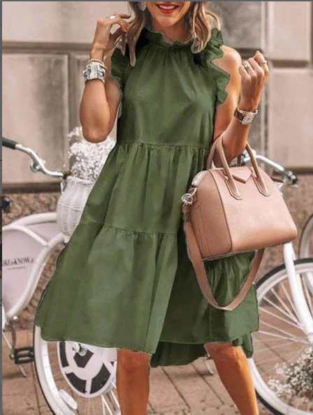 Damen verspieltes Sommerkleid mit Rüschendetails EB