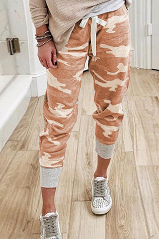 EB | Lässig Camouflage Druck Draw String Capri Patchwork Hosen