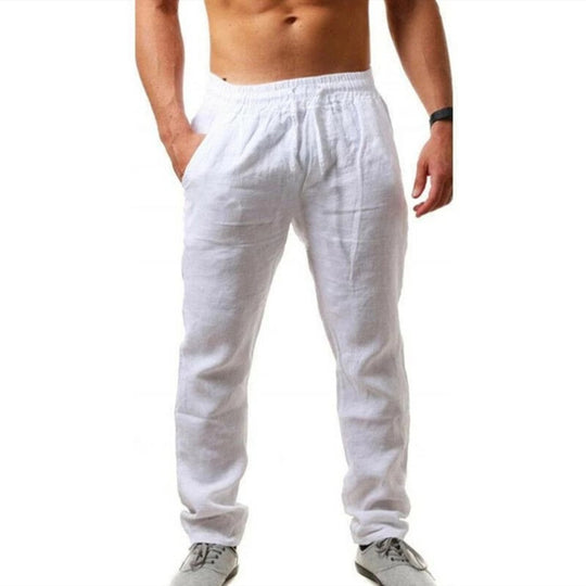 Herren nan leichte Leinenhose mit elastischem Bund tapered Schnitt EB