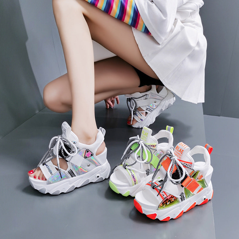 Damen Sportliche High-Top Sandalen mit rutschfester Sohle und modischem Design EB