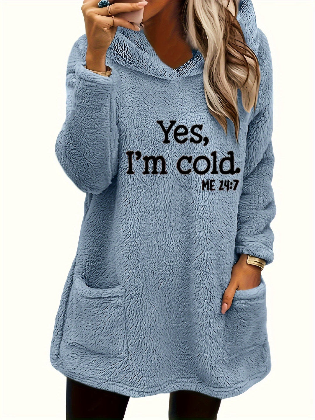 EB | Langer Hoodie mit Print Fleece Wärme und Komfort