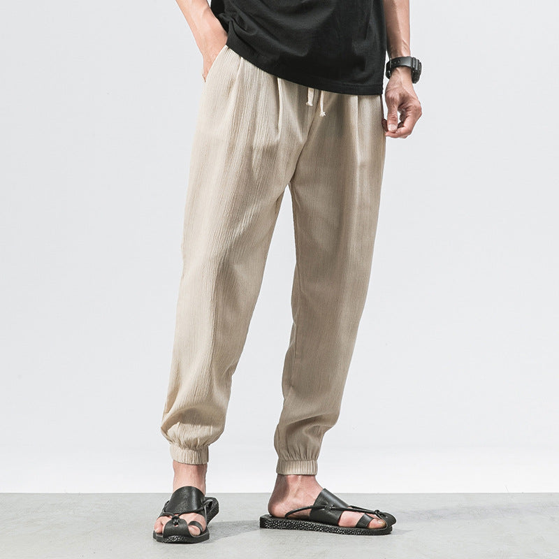 Herren nan leichte Leinenhose mit Tunnelzug und elastischen Bündchen EB