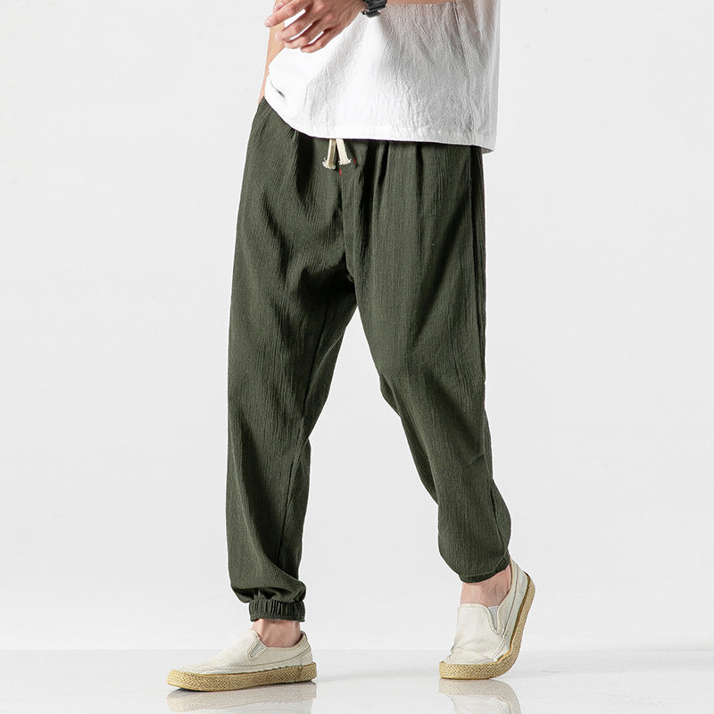 Herren nan leichte Leinenhose mit Tunnelzug und elastischen Bündchen EB