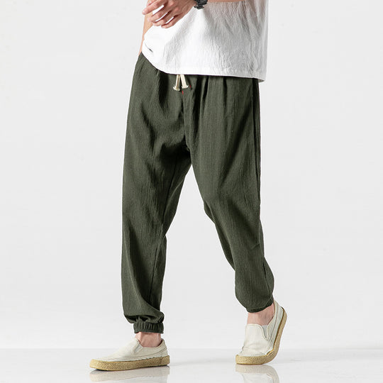 Herren nan leichte Leinenhose mit Tunnelzug und elastischen Bündchen EB