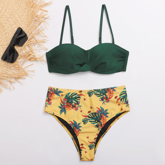 Damen Bikini-Set mit elegantem Bustier-Oberteil und hoch taillierten Unterteilen EB