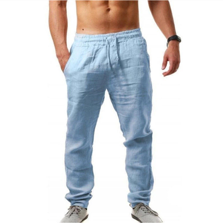 Herren nan leichte Leinenhose mit elastischem Bund tapered Schnitt EB