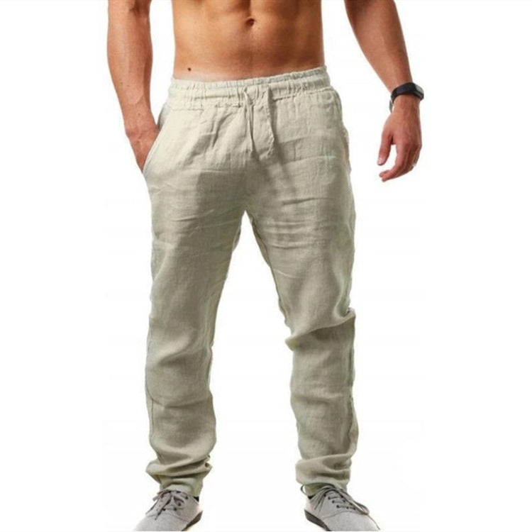 Herren nan leichte Leinenhose mit elastischem Bund tapered Schnitt EB