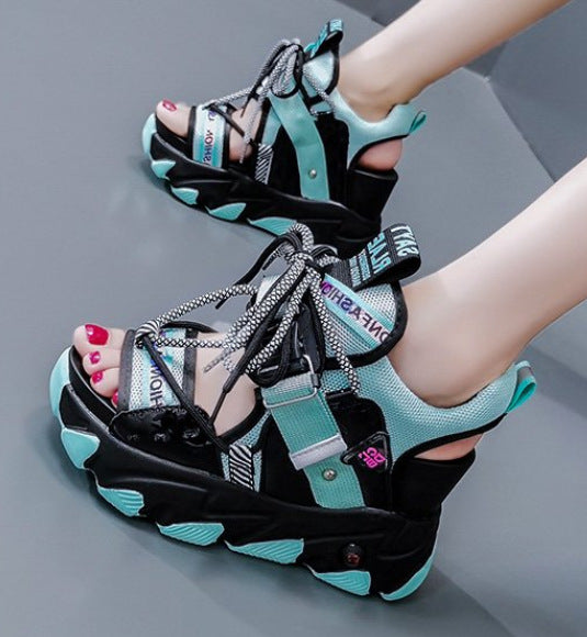 Damen Sportliche High-Top Sandalen mit rutschfester Sohle und modischem Design EB