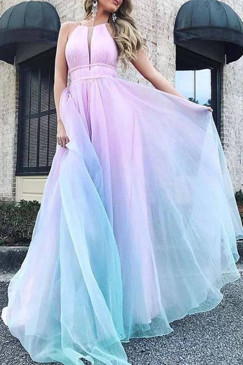 EB | Lässiges Patchwork Netz Halter Netz Kleid Kleider