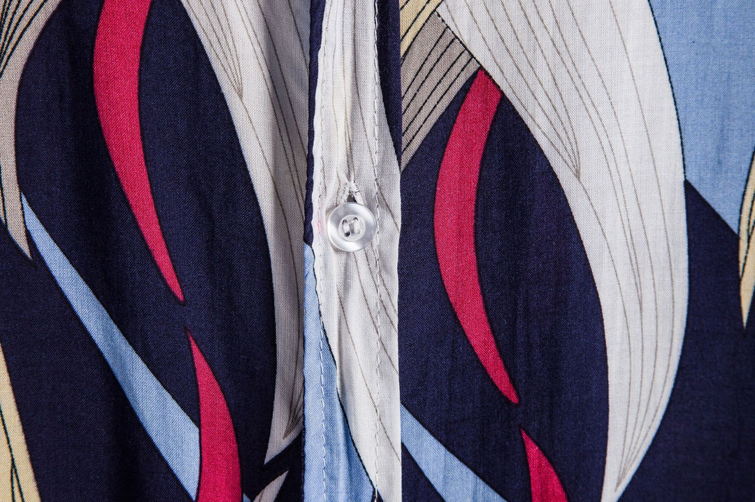 Damen Kurzarmhemd mit kreativem Wellenmuster und luftiger Passform EB