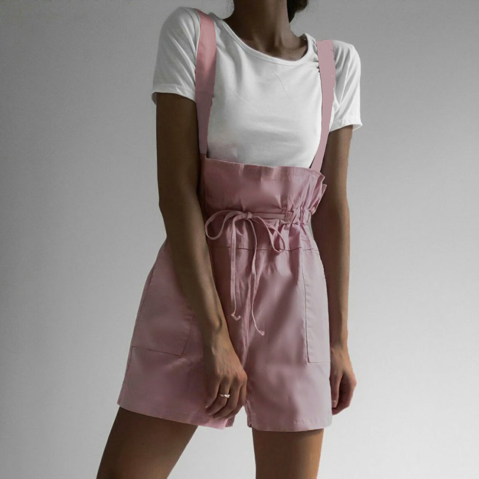 Damen Lässig geschnittene Overall-Shorts mit verstellbaren Trägern EB