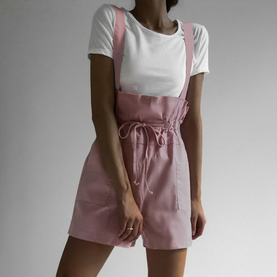 Damen Lässig geschnittene Overall-Shorts mit verstellbaren Trägern EB
