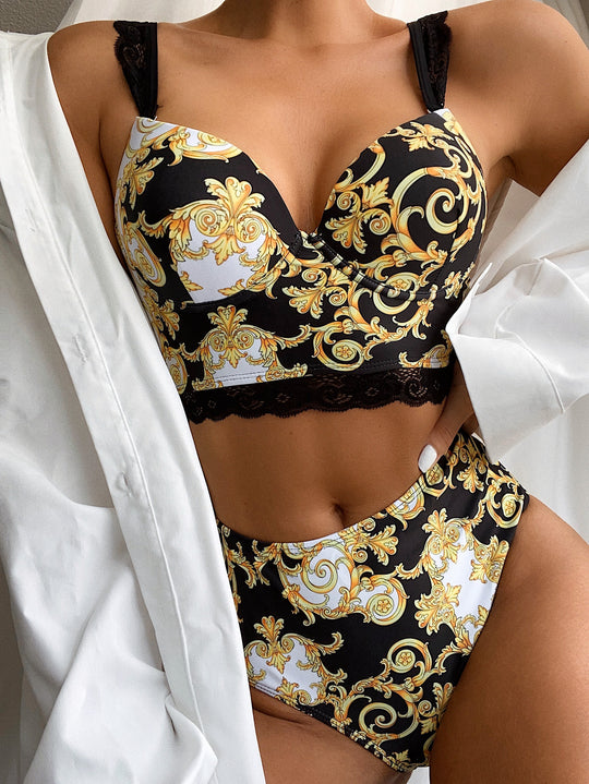Damen Push-Up Bikini mit verzierten Trägern EB