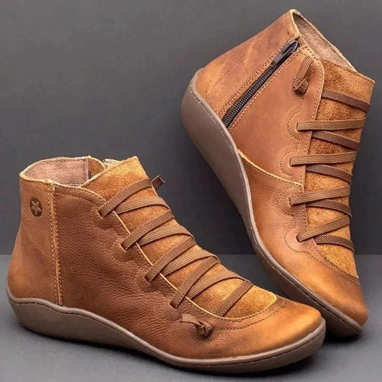 Stilvolle Ankelstiefel mit Schnürung und seitlichem Reißverschluss EB