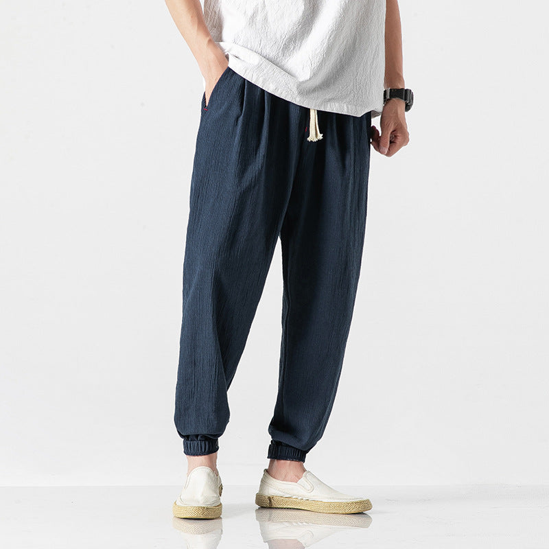 Herren nan leichte Leinenhose mit Tunnelzug und elastischen Bündchen EB
