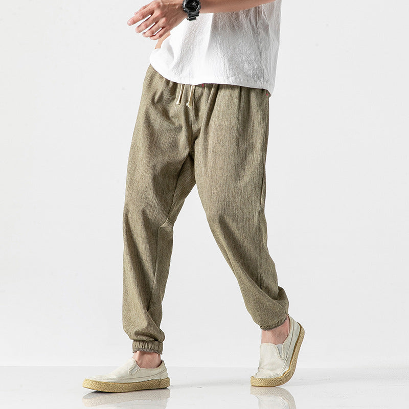 Herren nan leichte Leinenhose mit Tunnelzug und elastischen Bündchen EB