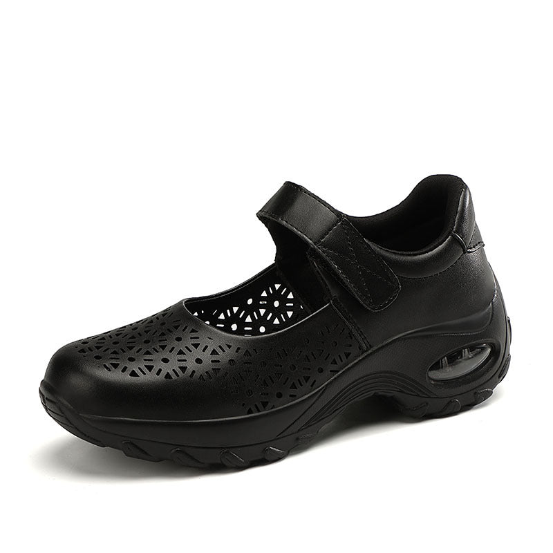 Damen nan perforierter Riemchenschuh mit Luftkissenprofil und Klettverschluss EB
