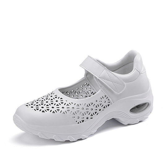 Damen nan perforierter Riemchenschuh mit Luftkissenprofil und Klettverschluss EB