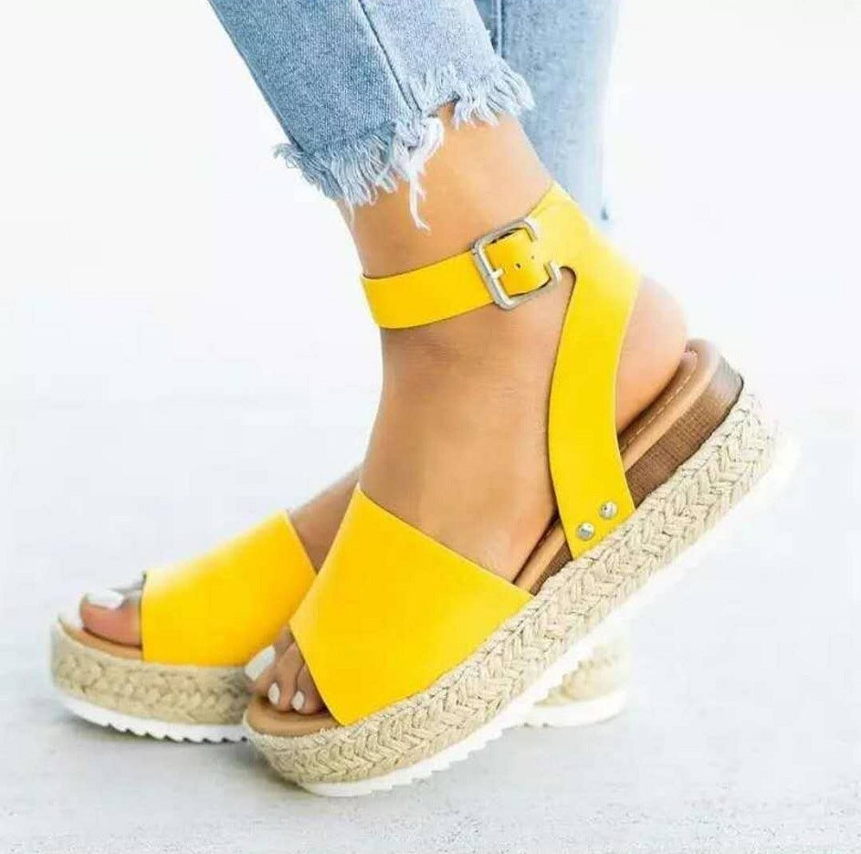 Damen Wedge-Sandalen mit elastischem Riemen und komfortablem Fußbett EB