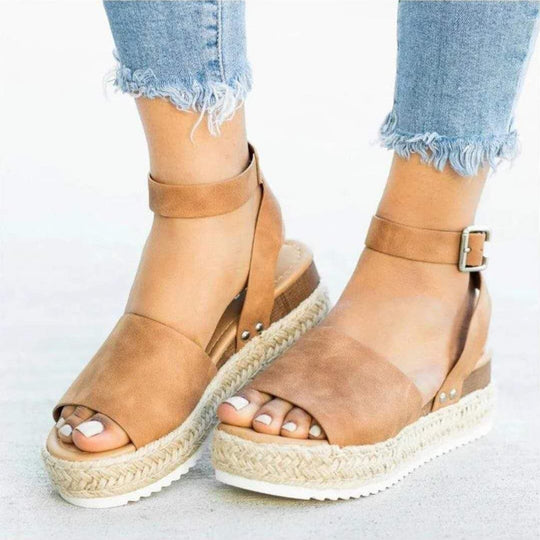 Damen Wedge-Sandalen mit elastischem Riemen und komfortablem Fußbett EB