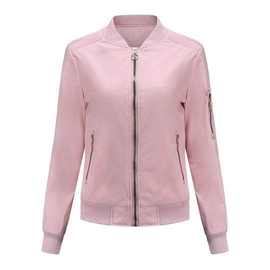 Damen nan leichte sportive Bomberjacke mit Ringzipper und Ärmeltasche EB