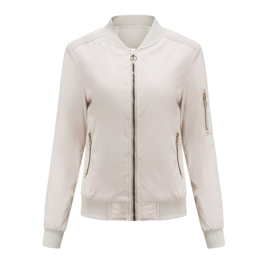 Damen nan leichte sportive Bomberjacke mit Ringzipper und Ärmeltasche EB