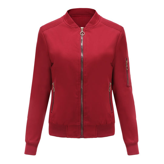 Damen nan leichte sportive Bomberjacke mit Ringzipper und Ärmeltasche EB
