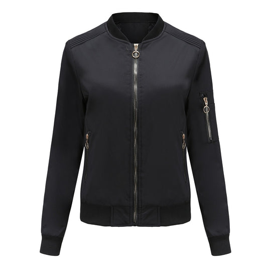 Damen nan leichte sportive Bomberjacke mit Ringzipper und Ärmeltasche EB