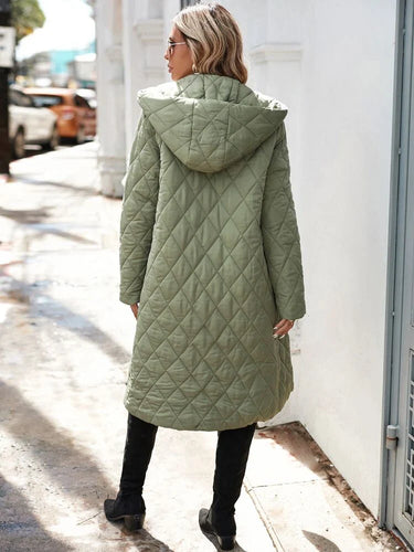 EB | Kapuzen-Daunenjacke für Damen - lange gep quiltete Jacke