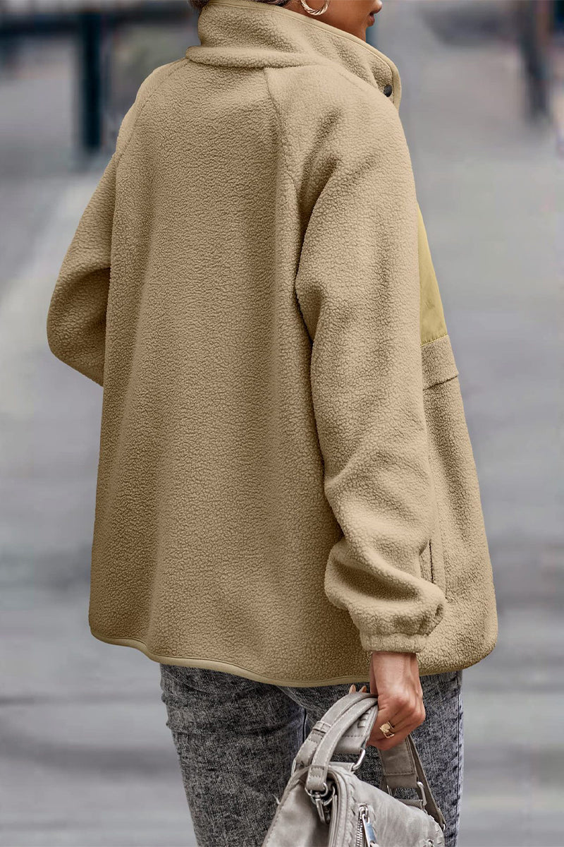 EB | Solid Patchwork Pocket Halb-A Rollkragenjacke (7 Farben)