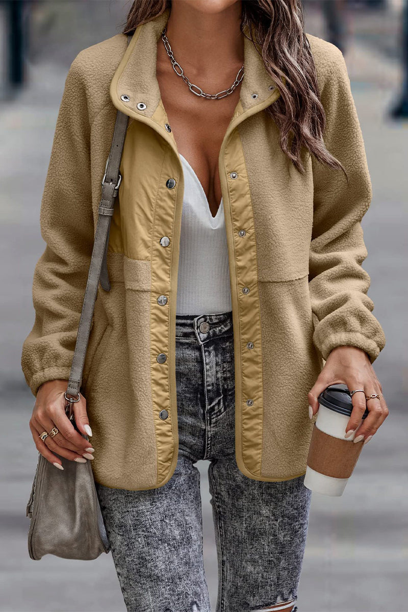 EB | Solid Patchwork Pocket Halb-A Rollkragenjacke (7 Farben)