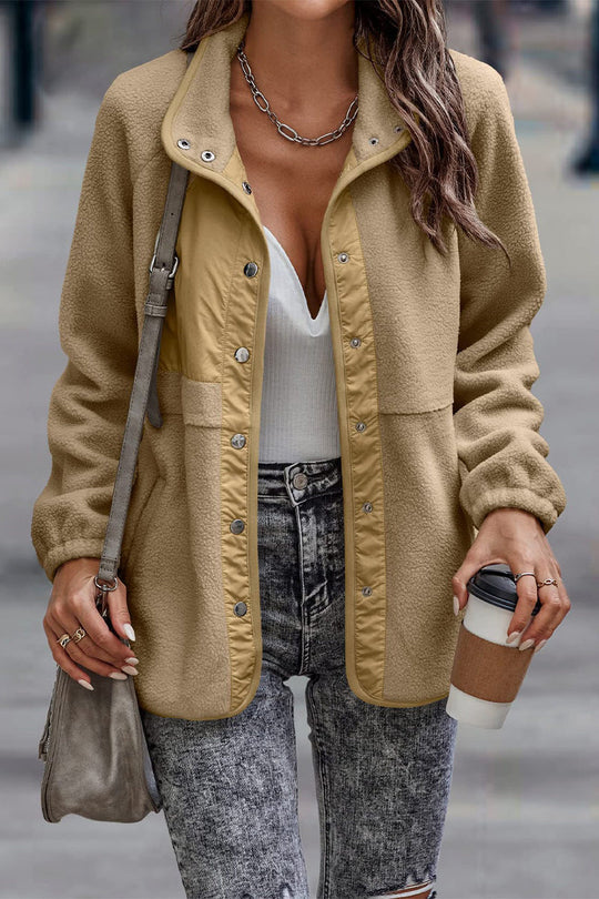 EB | Solid Patchwork Pocket Halb-A Rollkragenjacke (7 Farben)