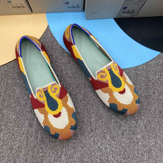 Damen Bequeme Slip-On Pantoletten mit kreativem Musterdruck EB