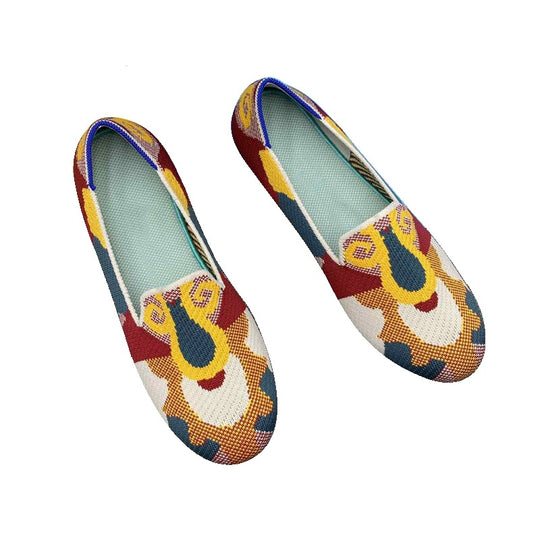 Damen Bequeme Slip-On Pantoletten mit kreativem Musterdruck EB