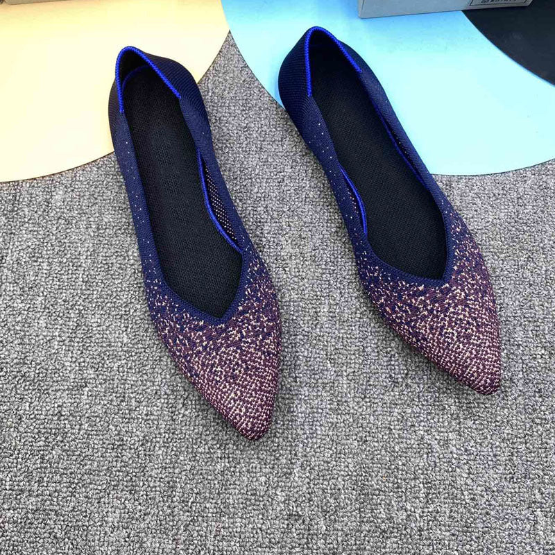 Damen spitz zulaufende Ballerinas mit elastischem Obermaterial EB
