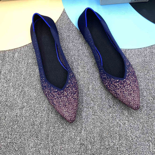 Damen spitz zulaufende Ballerinas mit elastischem Obermaterial EB