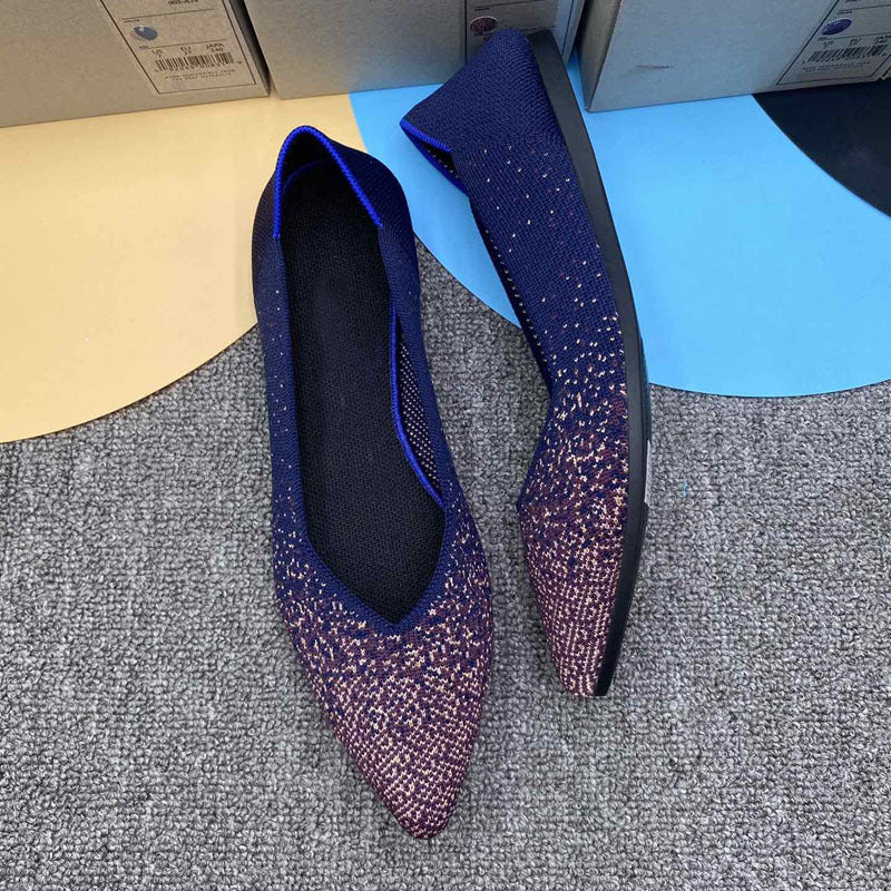 Damen spitz zulaufende Ballerinas mit elastischem Obermaterial EB