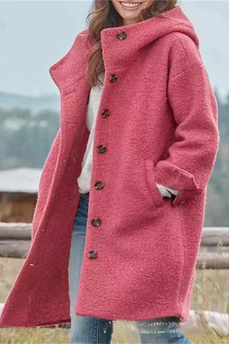 EB | Damen Teddy Übergangsjacke mit Kapuze und Knöpfen