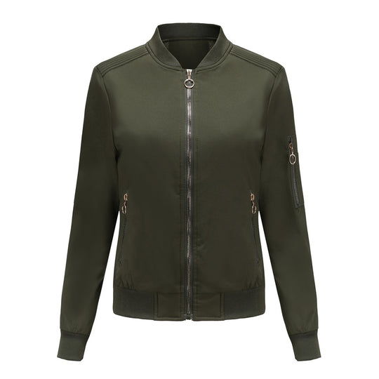 Damen nan leichte sportive Bomberjacke mit Ringzipper und Ärmeltasche EB