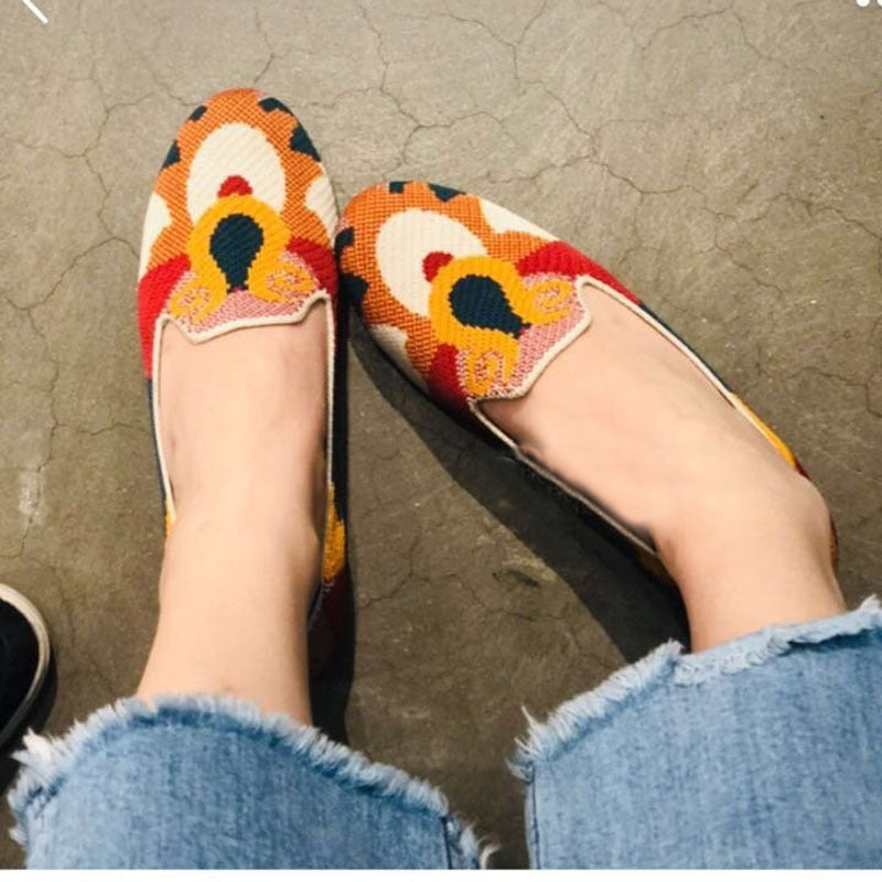 Damen Bequeme Slip-On Pantoletten mit kreativem Musterdruck EB