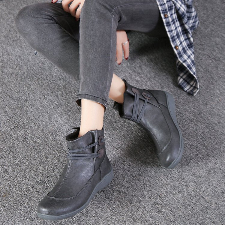 Damen nan gefütterte Stiefelette mit ergonomischer Keilsohle, weichem Innenfutter und dekorativen Schlaufen EB