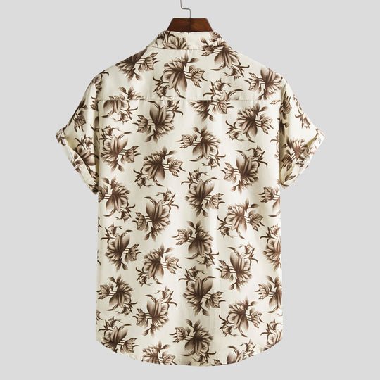 Herren Kurzarmhemd mit floralem Allover-Print und lockerer Passform EB