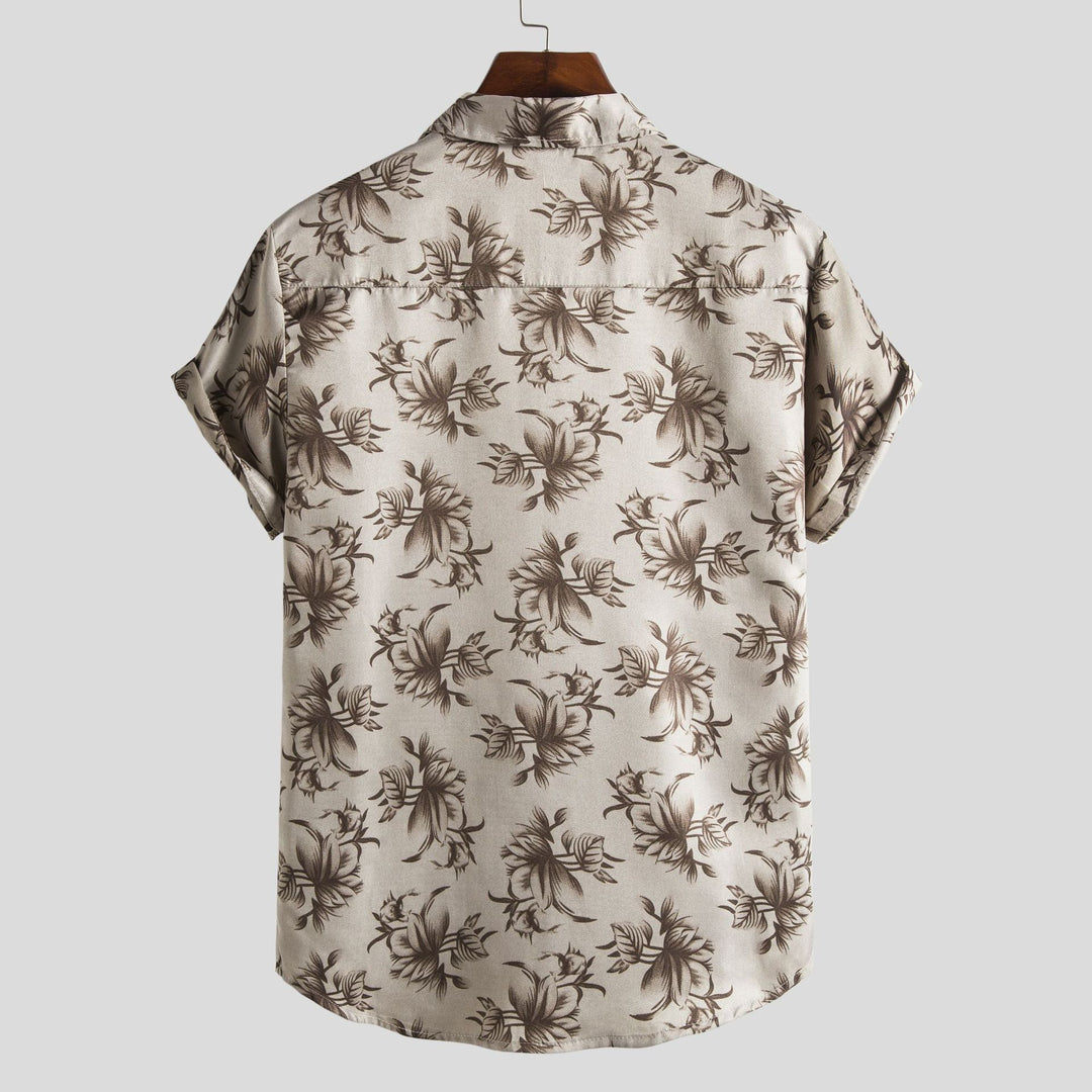 Herren Kurzarmhemd mit floralem Allover-Print und lockerer Passform EB