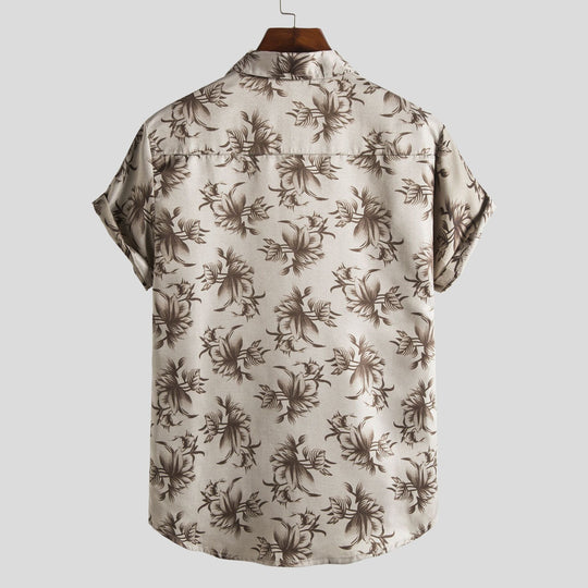 Herren Kurzarmhemd mit floralem Allover-Print und lockerer Passform EB