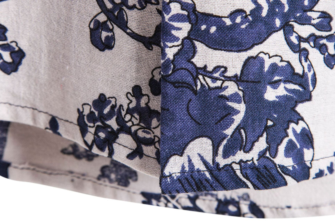Herren Kurzarmhemd mit floralem Motiven und legerem Schnitt EB