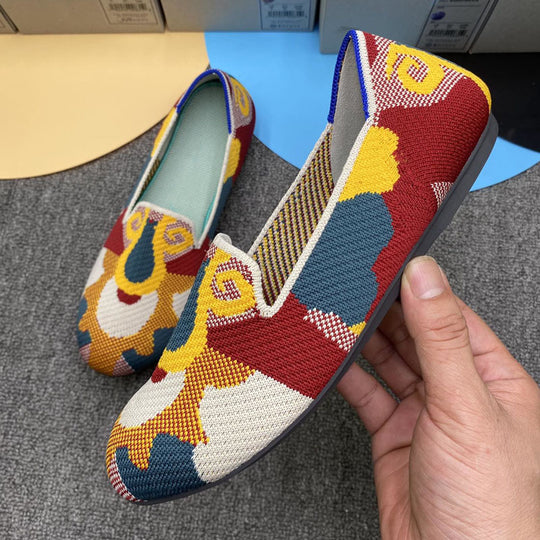 Damen Bequeme Slip-On Pantoletten mit kreativem Musterdruck EB