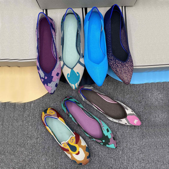 Damen spitz zulaufende Ballerinas mit elastischem Obermaterial EB