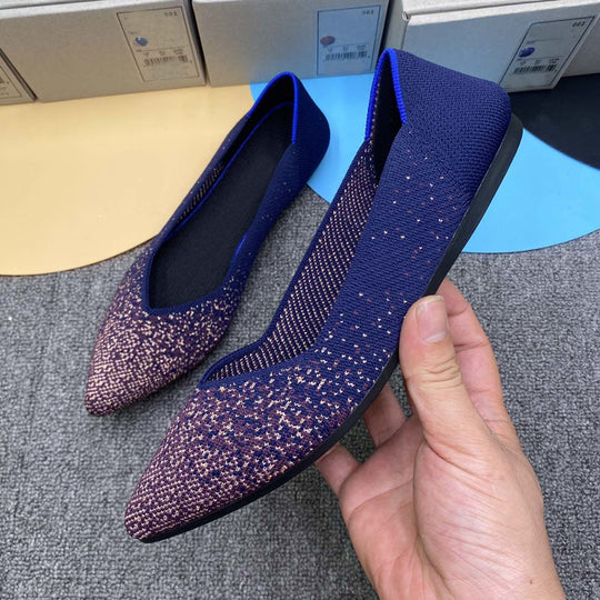 Damen spitz zulaufende Ballerinas mit elastischem Obermaterial EB